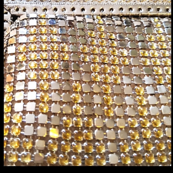 Metal Mesh Vintage Evening Bag Clutch Or Strap Silver And Gold - Picture 10 of 13